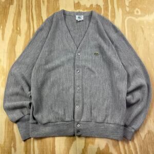 Vintage 80’s IZOD Lacoste Cardigan – Grey – Made in USA – Men’s L